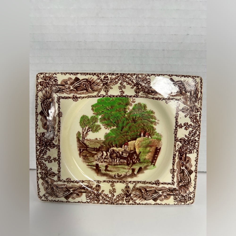 Royal Staffordshire Biarritz Rural Scenes Brown Transferware Rectangular Dish